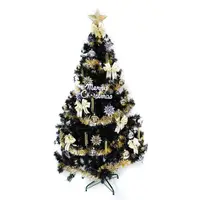 在飛比找特力屋線上購物優惠-[特價]摩達客 台灣製4尺時尚豪華版黑色聖誕樹(+金銀色系配