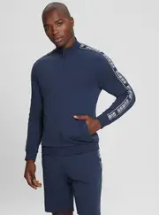 GUESS Eco Blue Arlo Active Jacket Size: XL, Spandex