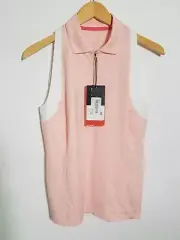 NWT WOMEN'S ZERO RESTRICTION S/L POLO, SIZE: S, COLOR: LIGHT PINK/WHITE (J486)