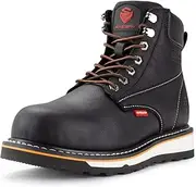 [SUREWAY] 6” Mens Heavy Duty Steel Toe Work Boots for Men,Goodyear Welt,Extremely Comfortable Durable Proved,Superior Oil/Slip Resistant,Thicker Leather,Wedge Sole,EH Safety Industrial Construction