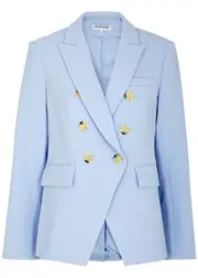 Veronica Beard Miller Dickey Double-breasted Blazer - Light Blue - 10 (UK14 / L) 10 (UK14 / L)