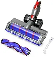 Charlux Replacement Vacuum Head for Dyson V7 V8 V10 V11 V15 Vacuum Cleaners Motorhead Hardwood Floor Carpet Attachment with LED Headlights, V Shape Turbo Bristle Soft & Hard Roller Brush Power Head