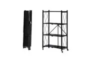 Foret Bookshelf Foldable Shelf Metal Display Rack Kitchen Shelves Wheels Storage 4 Tier