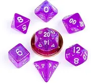 Metallic Dice Games MDG Acrylic Polyhedral Dice Set, 10 mm, Stardust Purple