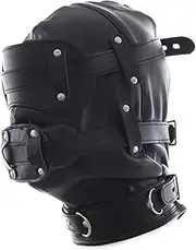 Adult Sex Toy, Leather Bondage Mask Hood, Mouth Gag Harness, Fetish Hood, Bondage Head Mask