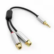 Metallic 3.5mm Male-RCA Stereo Female Adapter Cable Y-Cable 6 inch 2 Pack