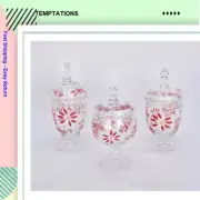 Temp-tations Classic Set of 3 Glass Kitchen Apothecary Jars in Red