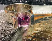 Genuine 925 Solid Sterling Silver Amethyst Gemstone Ring Size 7/O