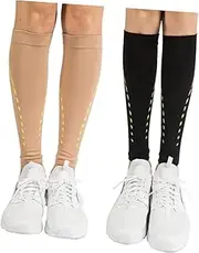 [Kisangel] Elastic Long Socks Quick Dry Compression Calf Sleeves Breathable Leg Sleeve Socks Rhombus Strip Pattern for Men Women