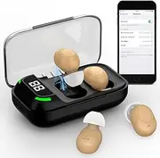 Hearing Aids,Rechargeable Hearing Aids for Adults and Seniors,Nearly Invisible,Intelligent Noise Reduction and Bluetooth—for Mild to Moderate Hearing Loss (Black)… (Skin)