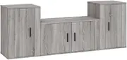 3 Piece TV Cabinet Set Grey Sonoma - Engineered Wood TV Stand with Storage, Modern Entertainment Unit for Living Room, Space-Saving Design