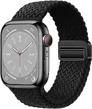 iXTRA Magnetic Braided Solo Loop Compatible with Apple Watch Band 38mm 40mm 41mm 42mm 44mm 45mm 46mm 49mm for Women Men, Stretchy Nylon Sport Bands for iWatch Ultra Series 10 9 8 7 6 5 4 3 SE