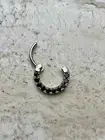 14k Solid Gold Septum Jewelry Ear Clicker Daith Hoop with 2mm Black Diamond