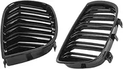 Car Grill Front Kidney Grille Racing Grills Gloss Black Grille Auto ABS Double Slat Grilles Compatible For BMW E81 E87 120d 120i 130i 04-06