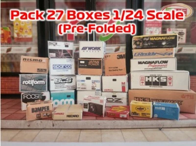 Pack 27 Boxes (Pre-Folded) 1/24 Scale Diorama Garage Accessory