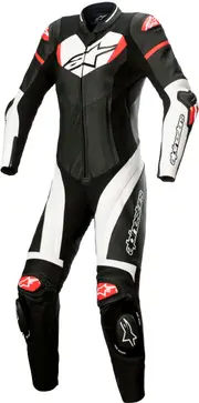 Alpinestars GP Plus, leather suit 1pcs. perforated women , color: Black/White/Neon-Red , size: 42