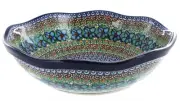 Blue Rose Polish Pottery Mardi Gras Large Scallop Bowl