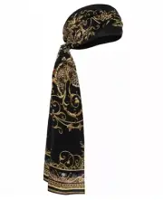 NWT CAMILLA *STUDIO 54 BLACK GOLD BAROQUE ANIMAL PRINT SILK HEAD BAND SCARF WRAP