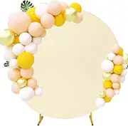 6.6FT Round Wedding Arch Cover for 6.6FT Circle Arch Stand, Thick Polyester Fabric Adjustable Circle Arch Backdrop Cover for Wedding Birthday Party Baby Shower Photography Decoration（Beige）