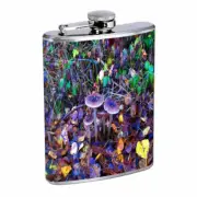 Groovy Trippy Mushrooms D9 Flask 8oz Stainless Steel Hip Drinking Whiskey