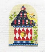 Kelly Clark Firecracker Finch Birdhouse Handpainted Needlepoint Canvas