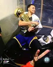 Stephen Curry with the NBA Championship Trophy Game 6 of the 2015 NBA Finals Sports Photo