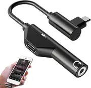 USB C to Audio Jack | 2-in-1 USB Type C to Hi-Res 3.5mm AUX Audio | 2-in-1 USB C to AUX Mic Jack with Fast Charging for Stereo, Earphones,