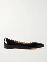 [Chloé] Chloé - Lauren Scalloped Patent-leather Ballet Flats - Black - IT40 IT 40 Black