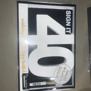 40th Golden Edition Wooden 3D Signature Sign It White Block with Gold Pen