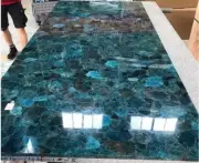 48"x24" Blue Apatite Stone Coffee Dine Table, Handmade Living Room Decor Table