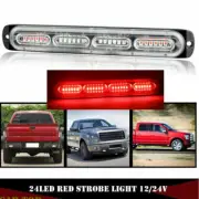 1pcs 24LED Strobe Marker Flashing Light Recovery Bar Beacon Car 12/24V Red