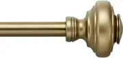 MODE Simplicity Collection 5/8" Diameter Curtain Rod Set with Doorknob Curtain Rod Finials and Steel Wall Mounted Adjustable Curtain Rod, Fits 32” to 90” Windows, Gold