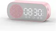 LED Alarm Clock, Bluetooth TF Card FM Radio Speaker, Digital Clock with USB Rechargeable Batteries, Alarm Clocks Bedside,Pink