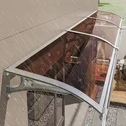 YVYKFZD Window Awning for Doors, Aluminum Bracket Patio Awning Canopys, Polycarbonate Cover Door Canopy, Outdoor Door Awnings for Sun Shutter, Easy to Install(Brown,100x180cm/39 x71)