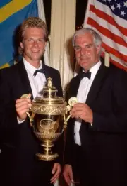 Men's Singles Champion Stefan Edberg of Sweden his coach Tony Pick- Old Photo