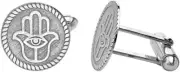 .925 Sterling Silver Hamsa Hand Evil Eye Of Protection Cufflinks