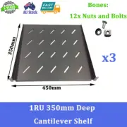 3x 350MM DEEP CANTILEVER SHELF FOR COMPUTER NETWORK DATA SERVER CABINET