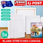 5x Artist Blank Stretched Canvas Canvases Art Large White Range Oil Acrylic Wood