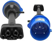 3 Pin Blue CEE Adapter, Compatible for Tesla Model S,3,X,Y Gen 2 Ev Charger Extension Cord Connector 240V Outlet at 32A 10 in