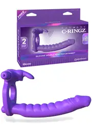 Pipedream Vibrating Double Penetration Silicone Cock Ring with Rabbit Ears
