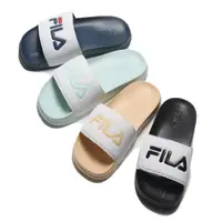 在飛比找PChome24h購物優惠-FILA 童鞋 黑 藍 綠 卡其色 拖鞋 魔鬼氈 可調整 中