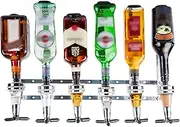 Liquor Dispenser - Wall Mounted 6 Bottle Professional Alcohol Station - Portable Beverage Wine Racks Cocktail Holder