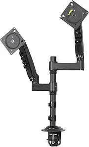 Dual Monitor Wall Mount Bracket for 17-27 Inch Computer Screen, VESA 75x75mm/100x100mm, Height Adjustable, Holds Up to 19.8lbs