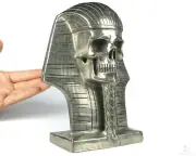 The Pharaoh 6.9" Pyrite Carved Crystal Pharaoh Skull, Crystal Healing