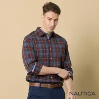 在飛比找momo購物網優惠-【NAUTICA】男裝 吸濕排汗格紋長袖襯衫(藍紅)