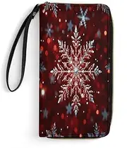 [BFGWK] Large Wallet Novelty Christmas Snowflake Printing Long Wallet With Zipper Leather Wallet Suitable For Both Men And Women, style, 19.7x10.5cm