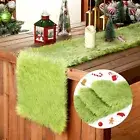 Christmas Table Runner Green Faux Fur Table Runner Fur Table Runners Decorati...