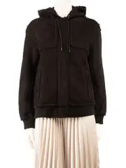 Black Lamb Suede Hooded Jacket