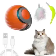 Interactive Cat Toy Ball, Automatic Moving Cats Ball Toy with Feather, Indoor...