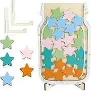 Esforzarse Wooden Star Reward Jar with 25 Stars, Personalized Pastel Stars Reward Jar for Students, Star Jar Kids Positive Behavior Incentive Management Tool, Bulletin Board Reward Chart Set